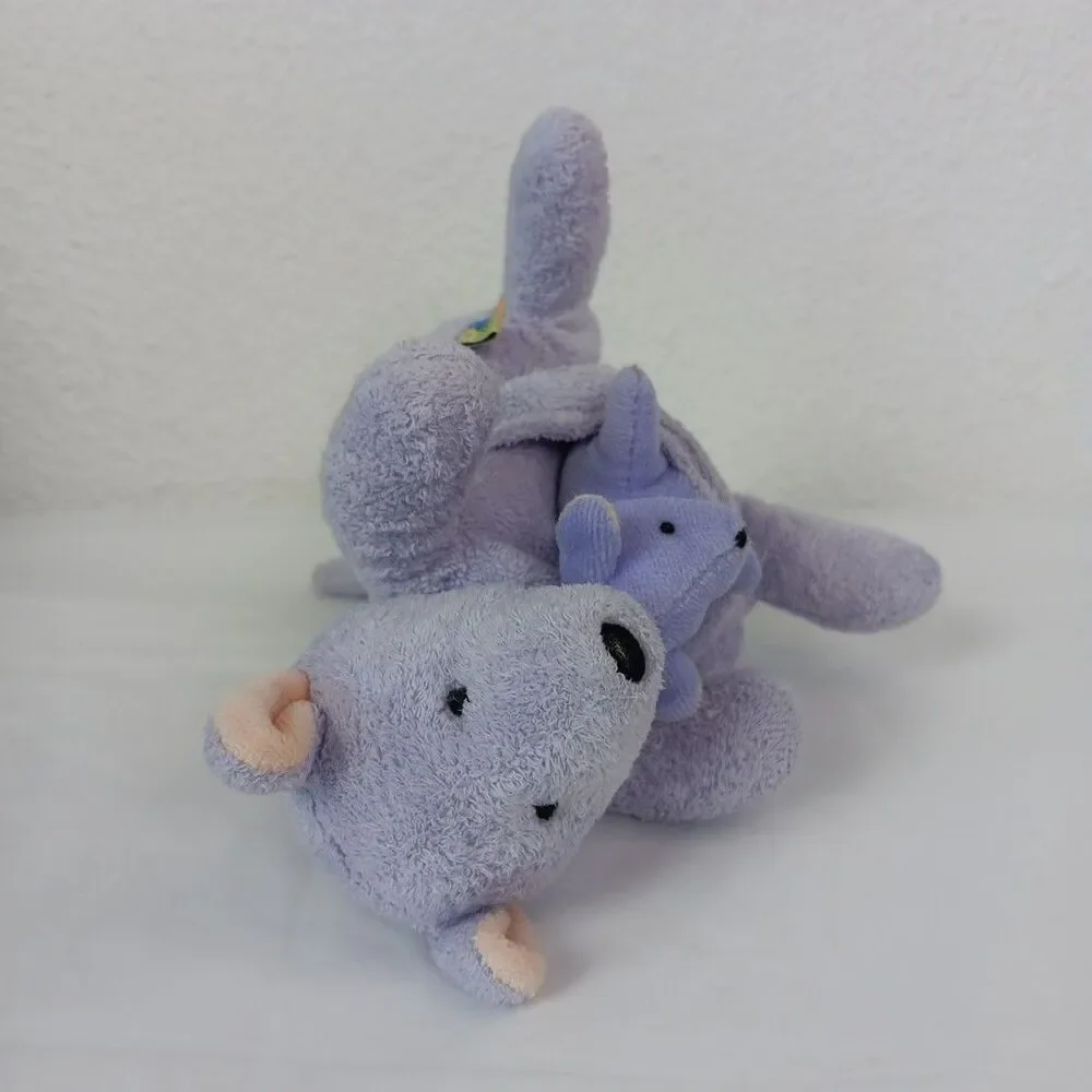 Baby Vintage Carter's John Lennon Purple Kangaroo & Joey Plush Rattle Toy